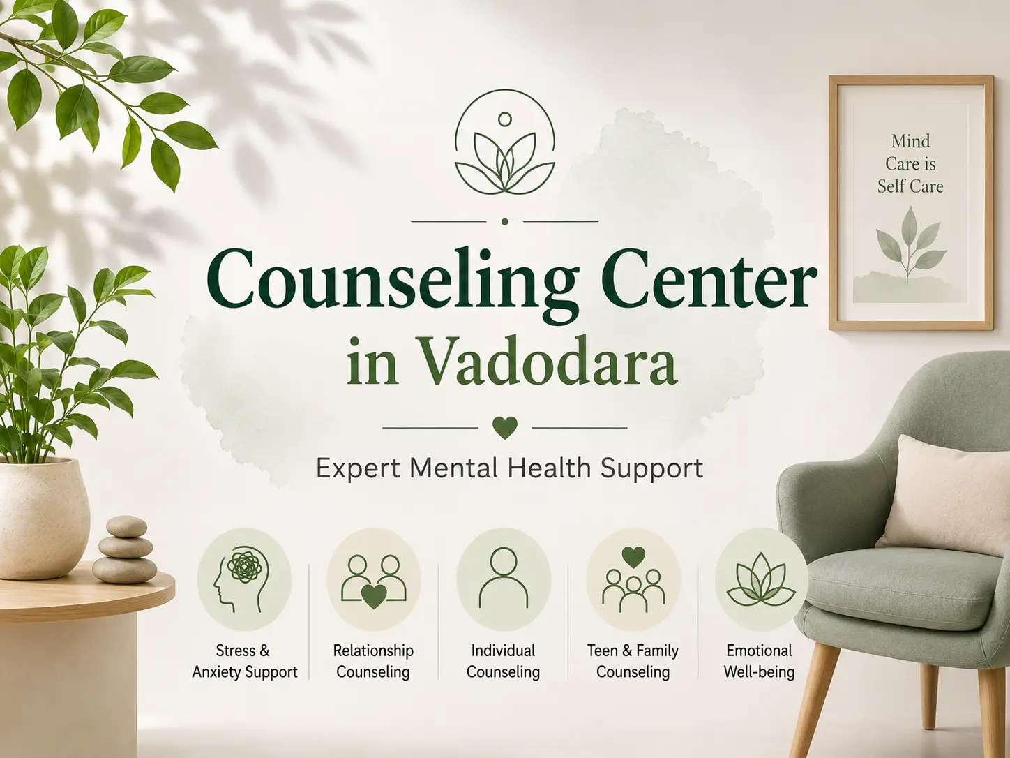 Counseling Center in Vadodara offering expert mental health support in a calm and professional environment for wellness.