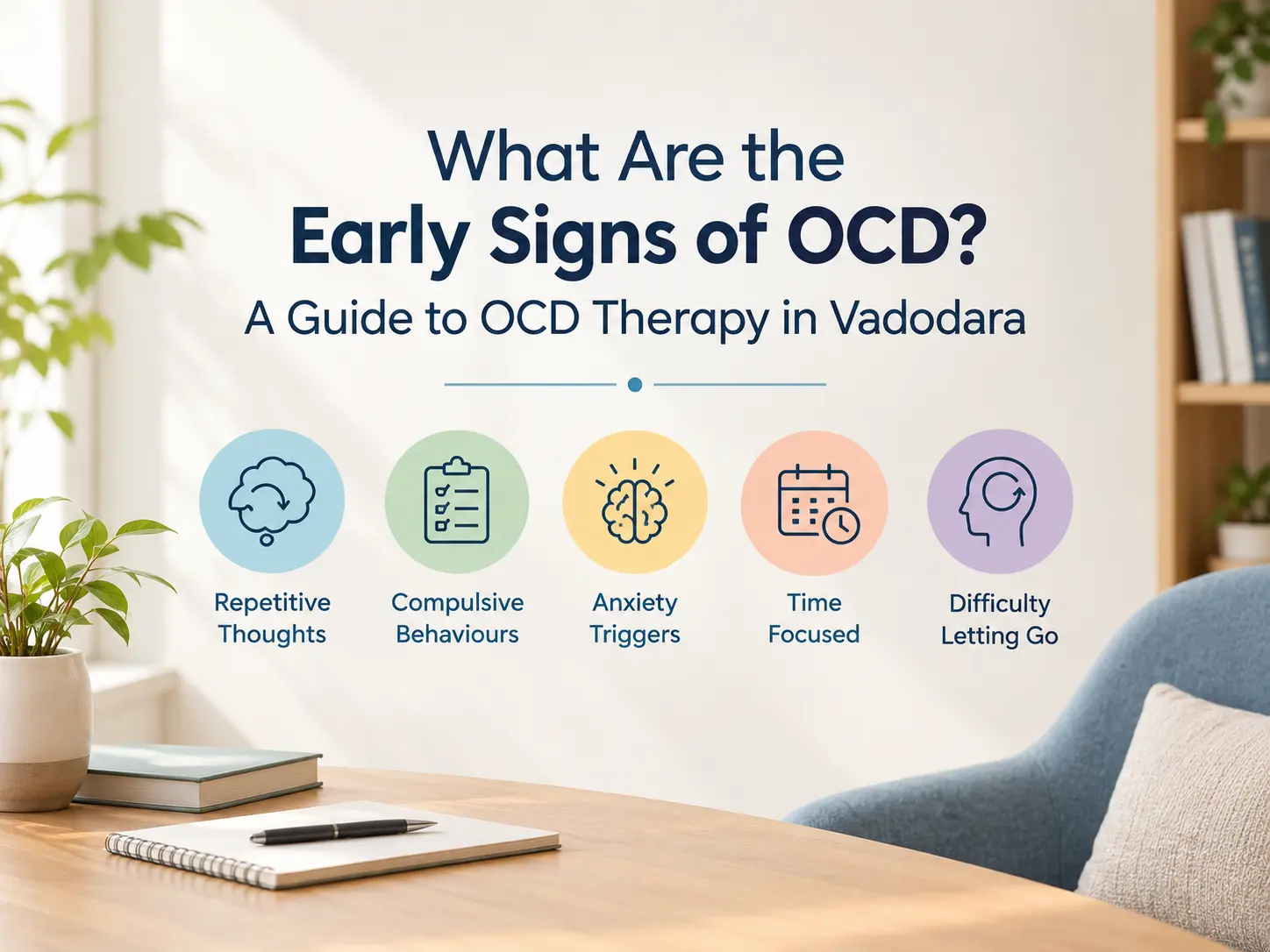 Early signs of OCD and OCD Therapy in Vadodara for managing intrusive thoughts, compulsive behaviors, repeated checking, and anxiety.